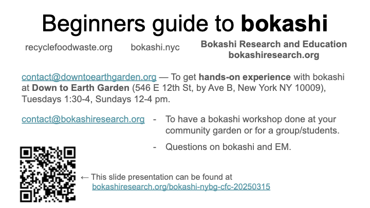 bokashi presentation NYBG Crazy for Composting 2025